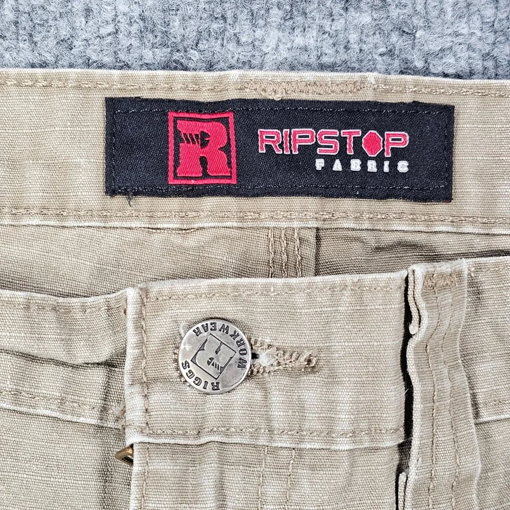 Wrangler Riggs Workwear Mens 50x30 Ripstop Ranger Cargo Pants Khaki Beige Rugged